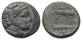 Königreich Makedonien. Alexander III. der Große (336 - 323 v. Chr.).

 Bronze. Ca. 325 - 310 v. Chr. Ungesicherte makedonische Münzstätte.
Vs: Kopf...