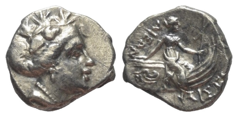 Euböa. Histiaia.

 Tetrobol (Silber). Ca. 3. - 2. Jhdt. v. Chr.
Vs: Kopf der ...