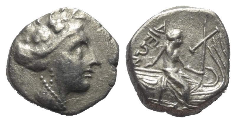 Euböa. Histiaia.

 Tetrobol (Silber). Ca. 3. - 2. Jhdt. v. Chr.
Vs: Kopf der ...