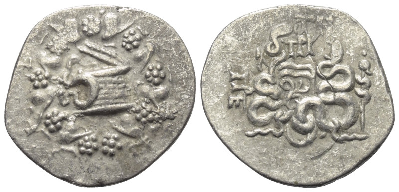 Mysien. Pergamon.

 Cistophor (Silber). Ca. 166 - 67 v. Chr.
Vs: Cista mystic...