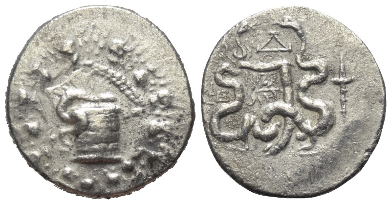 Ionien. Ephesos.

 Cistophor (Silber). 131 / 130 v. Chr. (Jahr 4).
Vs: Cista ...