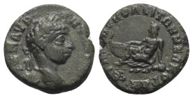 Thrakien. Philippopolis. Elagabalus (218 - 222 n. Chr.).

 Bronze.
Vs: Kopf mit Lorbeerkranz rechts.
Rs: Flussgott nach links gelagert, mit seinem...