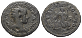 Pisidien. Antiochia. Philippus II. (247 - 249 n. Chr.).

 Bronze.
Vs: IMP N IVL PHILIPPVS PF AVG P M. Büste mit Strahlenkrone, Paludament und Panze...