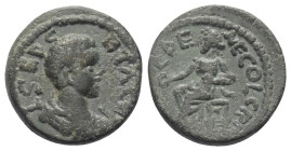Pisidien. Kremna. Geta als Caesar (198 - 209 n. Chr.).

 Bronze.
Vs: L SEP G - ETA CE. Büste mit Panzer und Paludament rechts.
Rs: [MIDA]E DE - AE...
