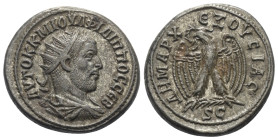 Seleukis und Pierien. Antiochia am Orontes. Philippus I. Arabs (244 - 249 n. Chr.).

 Tetradrachme (Billon). 244 n. Chr.
Vs: Büste in Rückansicht m...