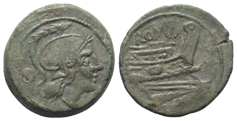 Anonyme Prägungen.

 Uncia (Bronze). 215 - 212 v. Chr. Rom.
Vs: Kopf der Roma...