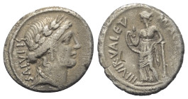 Mn. Acilius Glabrio.

 Denar (Silber). 49 v. Chr. Rom.
Vs: SALVTIS. Kopf der Salus mit Lorbeerkranz rechts.
Rs: MN ACILIVS III VIR VALETV. Valetud...