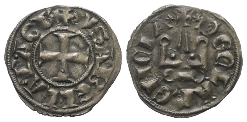 Achaia - Fürstentum. Isabella (1297 - 1301).

 Denar (Silber).
Vs: + YSABELLA...