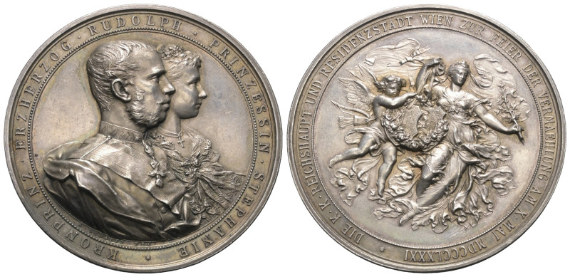 Habsburg und Österreich. Rudolf (Kronprinz 1858 - 1889).

 Medaille (Silber). ...