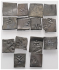 Mittelalter - Lots.


Bulgarien, Zarenreich.
Zeit von Ivan Schischman (1371 - 1395).

Lot (14 Stück): Kleine Kupfermünzen.
Vs: Tatzenkreuz mit ...