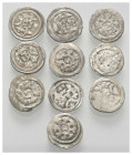 Mittelalter - Lots.


Ungarn.
Bela IV. (1235 - 1270).

Lot (10 Stück, Silber): Obol.
Vs: Turm auf Mondsichel zwischen zwei Lilien.
Rs: Hebräis...