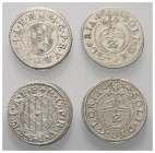 Deutschland - Lots.


Bayern - Kurfürstentum. Maximilian I. (1623 - 1651).

Lot (4 Stück, Silber):
Halbbatzen; 1623, 1624, 1630, ohne Jahr.

V...