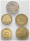 Deutschland - Lots.


Deutsche Nebengebiete.
Saarland.

Lot (5 Stück): 

100 Franken 1955, 20 Franken 1954 (2 x), 10 Franken 1954, 50 Pfennig ...