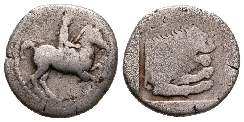 Kings of Macedon. Perdikkas II 451-413 BC. 
Tetrobol AR

15 mm, 2,16 g


...