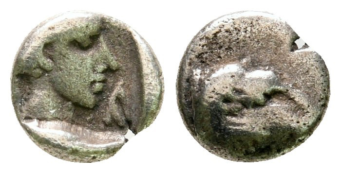 Caria. Halikarnassos circa 395-377 BC. 
Hemiobol AR

7 mm, 0,43 g



very...