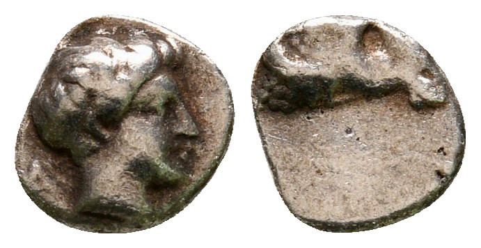 Caria. Halikarnassos circa 395-377 BC. 
Hemiobol AR

7 mm, 0,37 g



very...