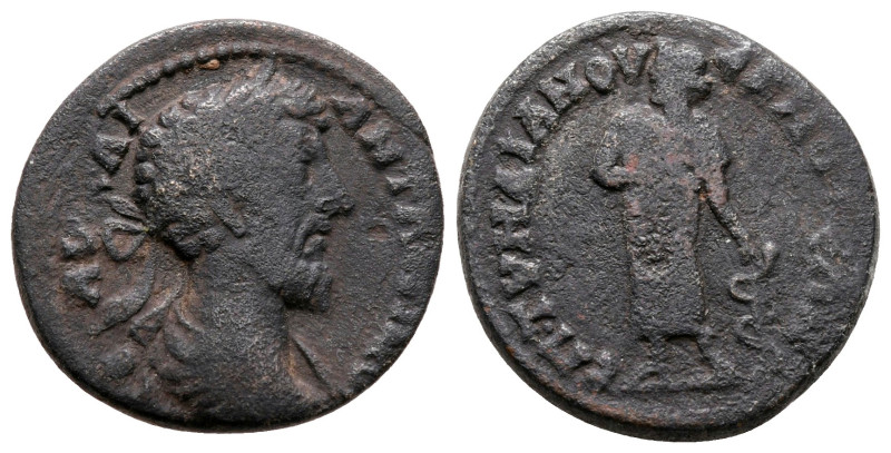 Phrygia. Akmoneia. Marcus Aurelius AD 161-180. 
Bronze Æ

19 mm, 4,13 g


...