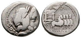 L. Rubrius Dossenus 87 BC. Rome. Denarius AR