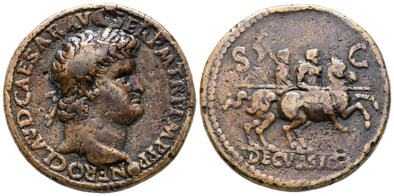 Nero, as Caesar AD 50-54. Rome
Sestertius Æ

34 mm, 22,31 g



very fine
