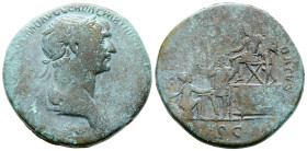 Trajan AD 98-117. Rome. Sestertius Æ