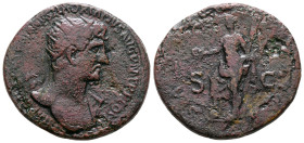 Hadrian AD 117-138. Rome. Dupondius Æ