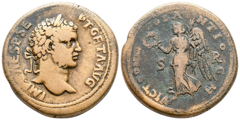 Geta AD 198-211. Rome
Sestertius Æ

34 mm, 27,70 g



very fine