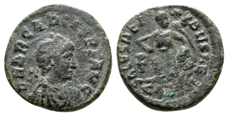 Arcadius AD 383-408. Constantinople
Nummus Æ

13 mm, 1,11 g



very fine