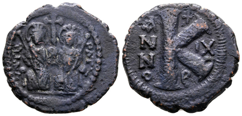 Justin II and Sophia AD 565-578. Theoupolis (Antioch)
Half Follis or 20 Nummi Æ...