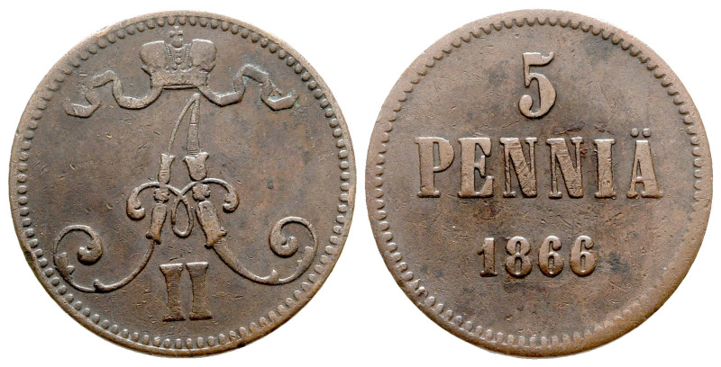 Finland. Alexander II of Russia AD 1855-1881.
5 Penniä CU 1866

25 mm, 6,16 g...