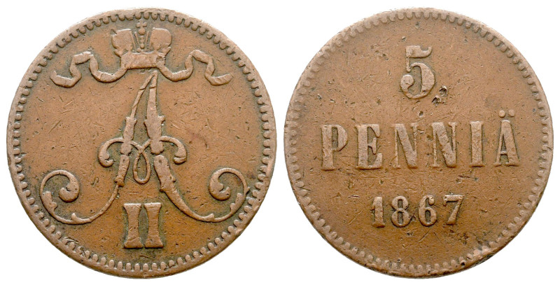 Finland. Alexander II of Russia AD 1855-1881.
5 Penniä CU 1867

25 mm, 6,18 g...