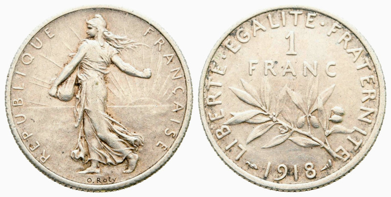 France. Paris. Third Republic AD 1870-1940.
1 Franc AR 1918

23 mm, 5,01 g
...