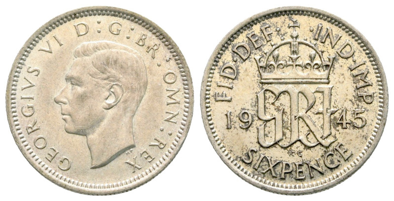 Great Britain. George VI AD 1936-1952.
6 Pence AR 1945

19 mm, 2,83 g



...