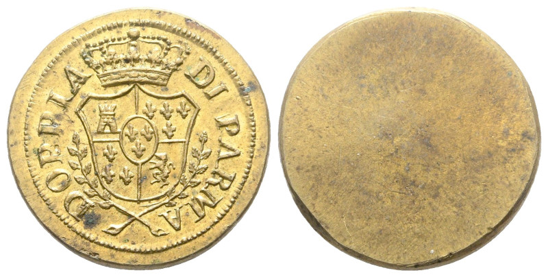 Italy. Parma. .
Coin Weight AE

22 mm, 7,13 g



Nearly Uncirulated