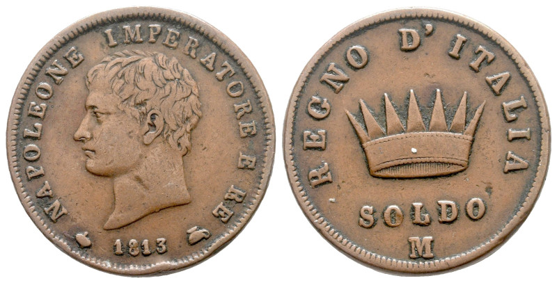 Italy. Milano. NapoleoneI Re d´Italia AD 1805-1814.
1 Soldo CU 1813

27 mm, 1...