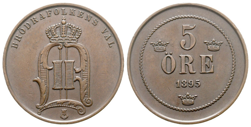 Sweden. Stockholm. Oskar II AD 1872-1907.
5 Öre CU 1895

26 mm, 7,91 g


...