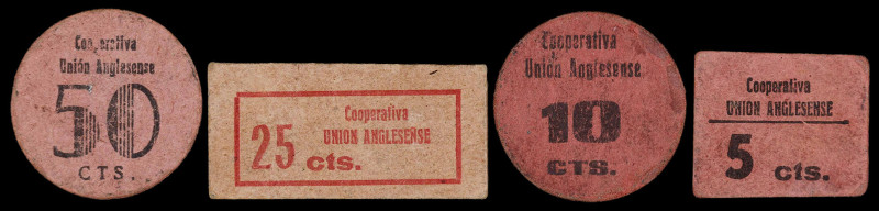 Anglès. Cooperativa Unión Anglesense. 5, 10, 25 y 50 céntimos. (AL. 2182, 2188v,...
