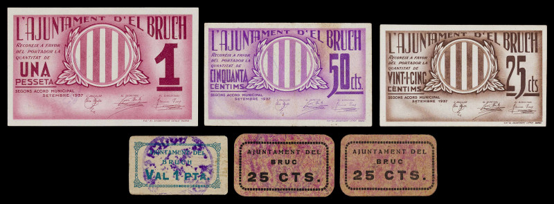 El Bruc. 25 (tres), 50 céntimos y 1 peseta. (T. 628, 629a, 629b, 630a, 631a, 632...