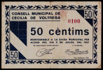 Cecília de Voltregà. 50 céntimos. (T. 919). Nº 0100. Raro. BC.