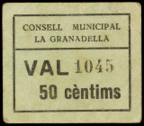 La Granadella. Consell Municipal. 50 céntimos. (T. 1342). Cartón. Muy raro. MBC-.