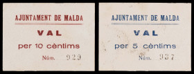 Maldà. 5 y 10 céntimos. (T. 1601 y 1602). 2 cartones, serie completa. Muy raros y más así. EBC-/EBC.