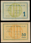 Segúries de Ter. 50 céntimos y 1 peseta. (T. 2677a y 2678). 2 billetes, serie completa. Escasos. BC+/MBC.