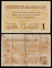 Vilallonga de Ter. 50 céntimos y 1 peseta. (T. 3250 y 3251). 2 billetes, todos los de la localidad. Raros. BC/EBC.