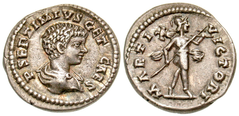 "Geta. As Caesar, A.D. 198-209. AR denarius (18.8 mm, 3.68 g, 11 h). Laodicea ad...