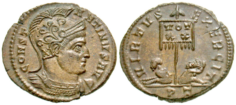 "Constantine I. A.D. 307/10-337. AE3 (19.4 mm, 2.73 g, 12 h). Ticinum mint, Stru...