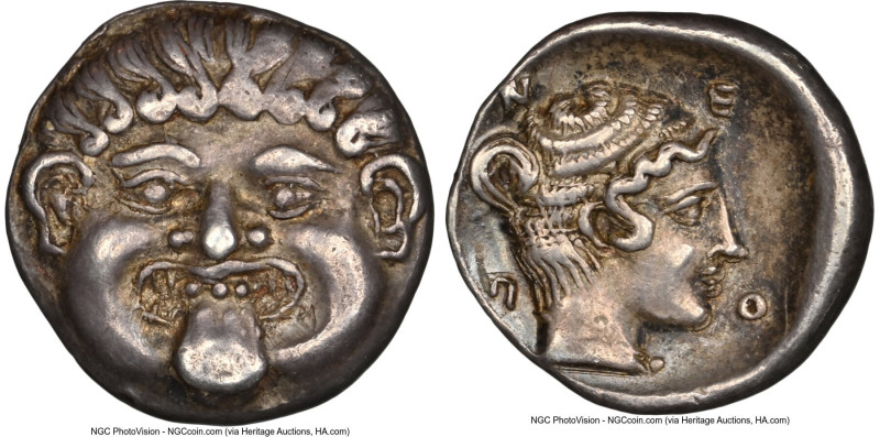 MACEDON. Neapolis. Ca. 425-350 BC. AR hemidrachm or triobol (13mm, 1.91 gm, 3h)....