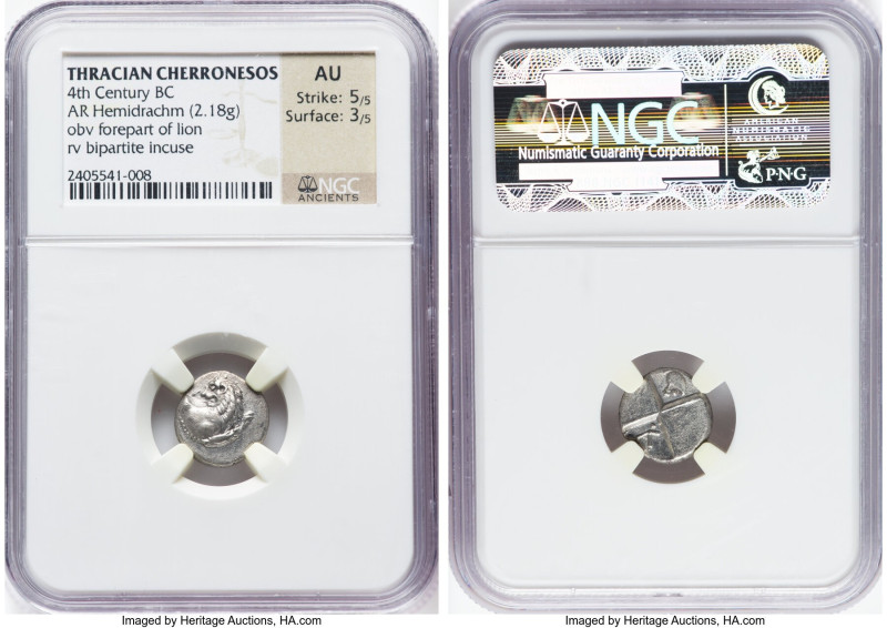 THRACE. Chersonesus. Ca. 4th century BC. AR hemidrachm (13mm, 2.18 gm). NGC AU 5...