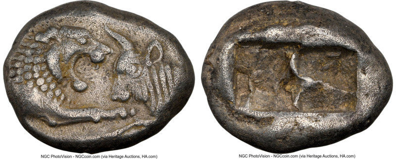 LYDIAN KINGDOM. Croesus (561-546 BC). AR half-stater or siglos (16mm, 5.24 gm). ...