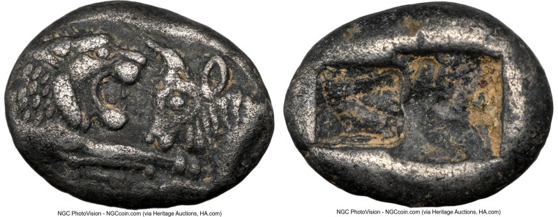 LYDIAN KINGDOM. Croesus (561-546 BC). AR sixth-stater (11mm, 1.76 gm). NGC XF 5/...