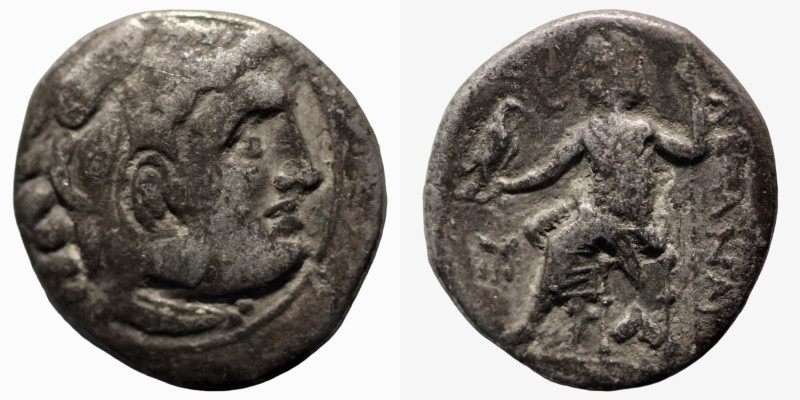 Alexander the Great. (336-323 BC) AR Drachm. (17mm, 3,71g) Obv: head of Alexande...