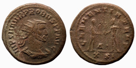 Probus. (276-282 AD). Æ Antoninian. (21mm, 4,33g) Antioch. Obv: IMP C M AVR PROBVS AVG. radiate cuirassed bust of Probus right. Rev: CLEMENTIA TEMP. P...